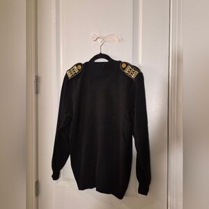 St. John Black Crewneck Sweater with Gold Details